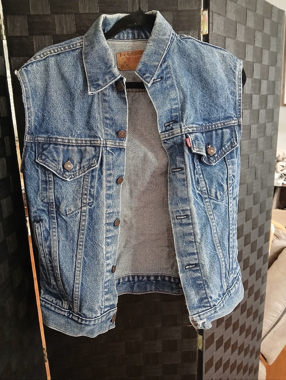 Levis Vintage Denim Trucker Vest - Blue Jean Jacket Vest 80s Grunge Rock